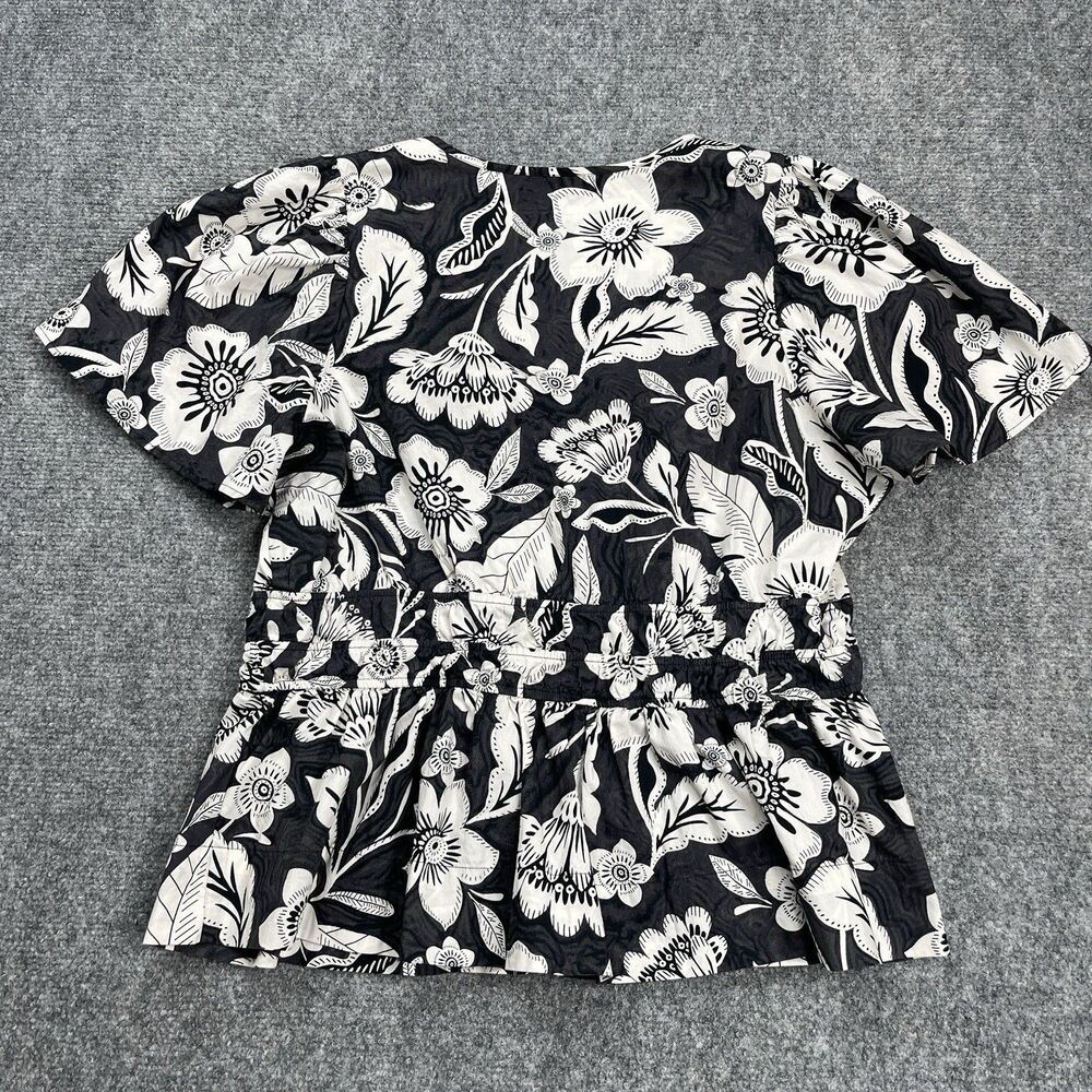 Anthropologie Somerset Blouse Womens Size Large Smocked Waist V Neck Peplum Hem - Picture 3 of 9